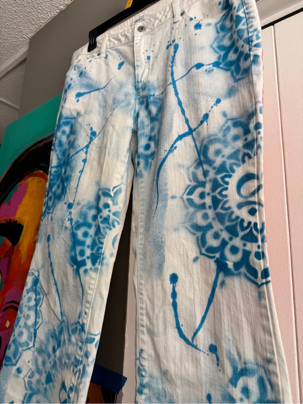 Custom streetwear size 14 stretch jeans maximalist jeans festival clothing